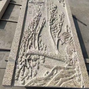 海南 黄金麻雕刻板浮雕迎客松