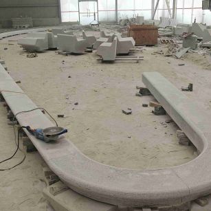 海南 芝麻白花岗岩弧形花坛石，坐凳石