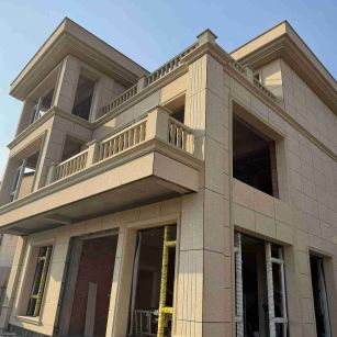 海南 黄金麻花岗岩石材荔枝面外墙干挂效果展示