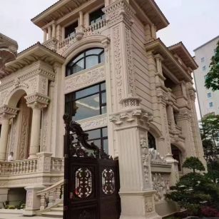 海南 黄金麻花岗岩别墅外墙干挂效果展示