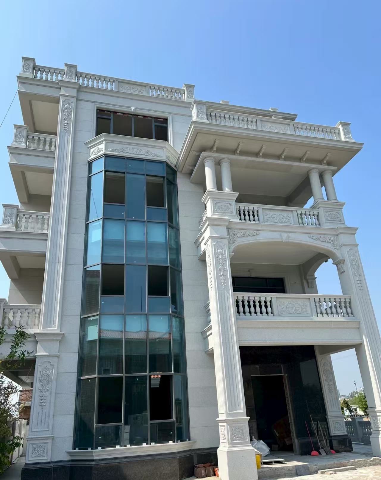 海南 白麻花岗岩别墅外墙干挂效果展示