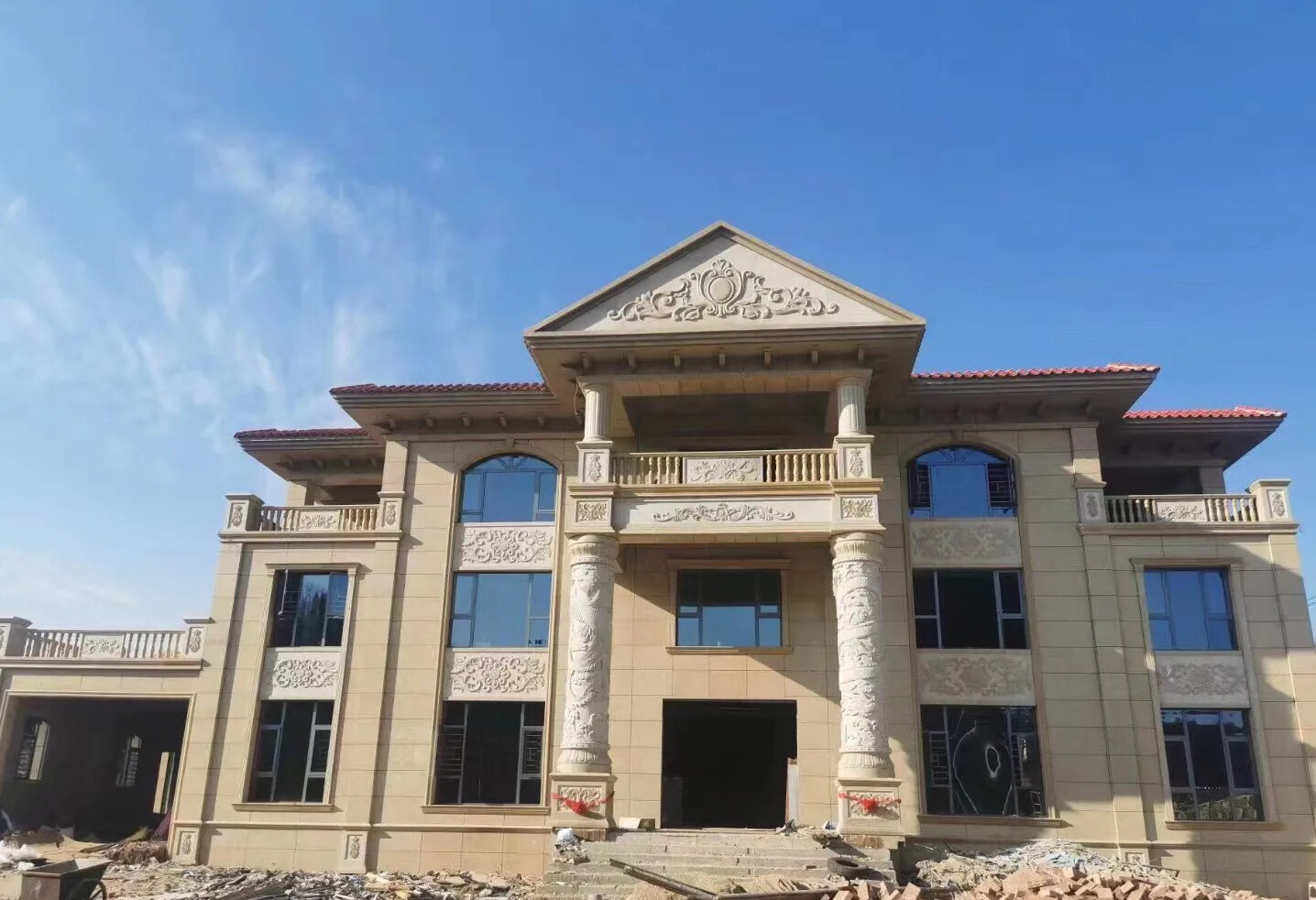 海南 黄金麻花岗岩别墅外墙干挂